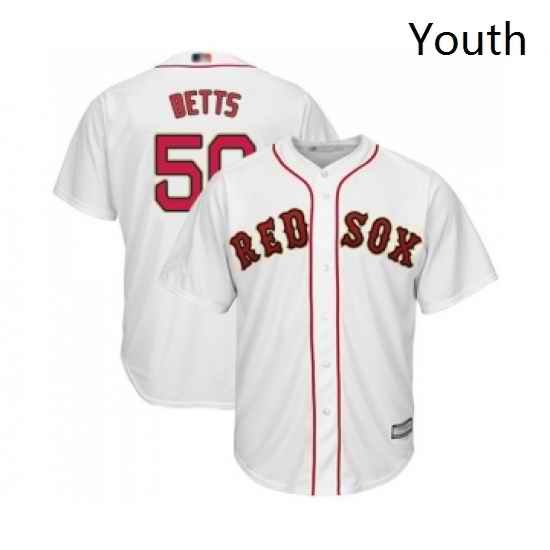 Youth Boston Red Sox 50 Mookie Betts Authentic White 2019 Gold Program Cool Base Baseball Jersey